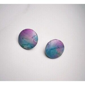 Vintage Earrings Women's 90's Tye Dye Round Soft Fabric Jewelry